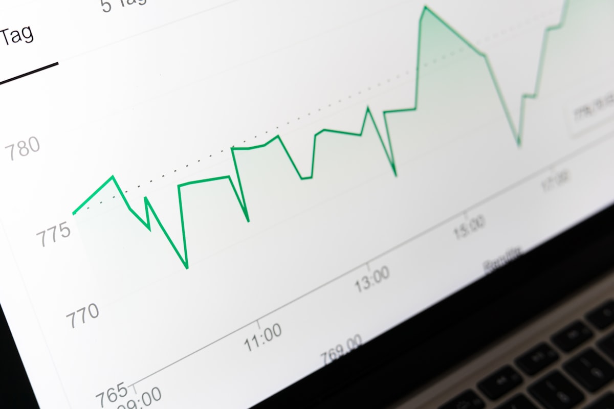 Upward growth chart on a screen