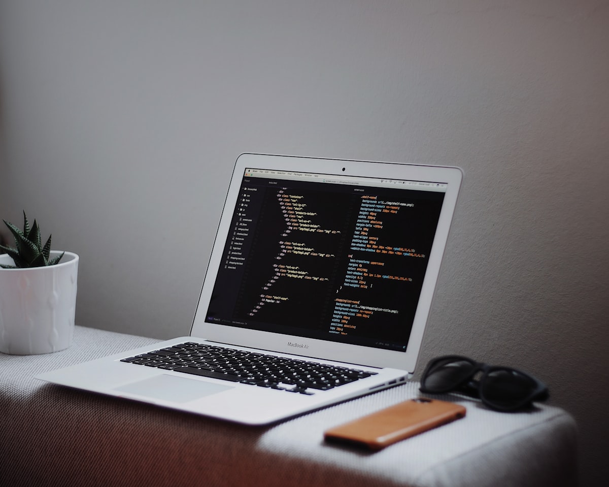 Website code on a laptop