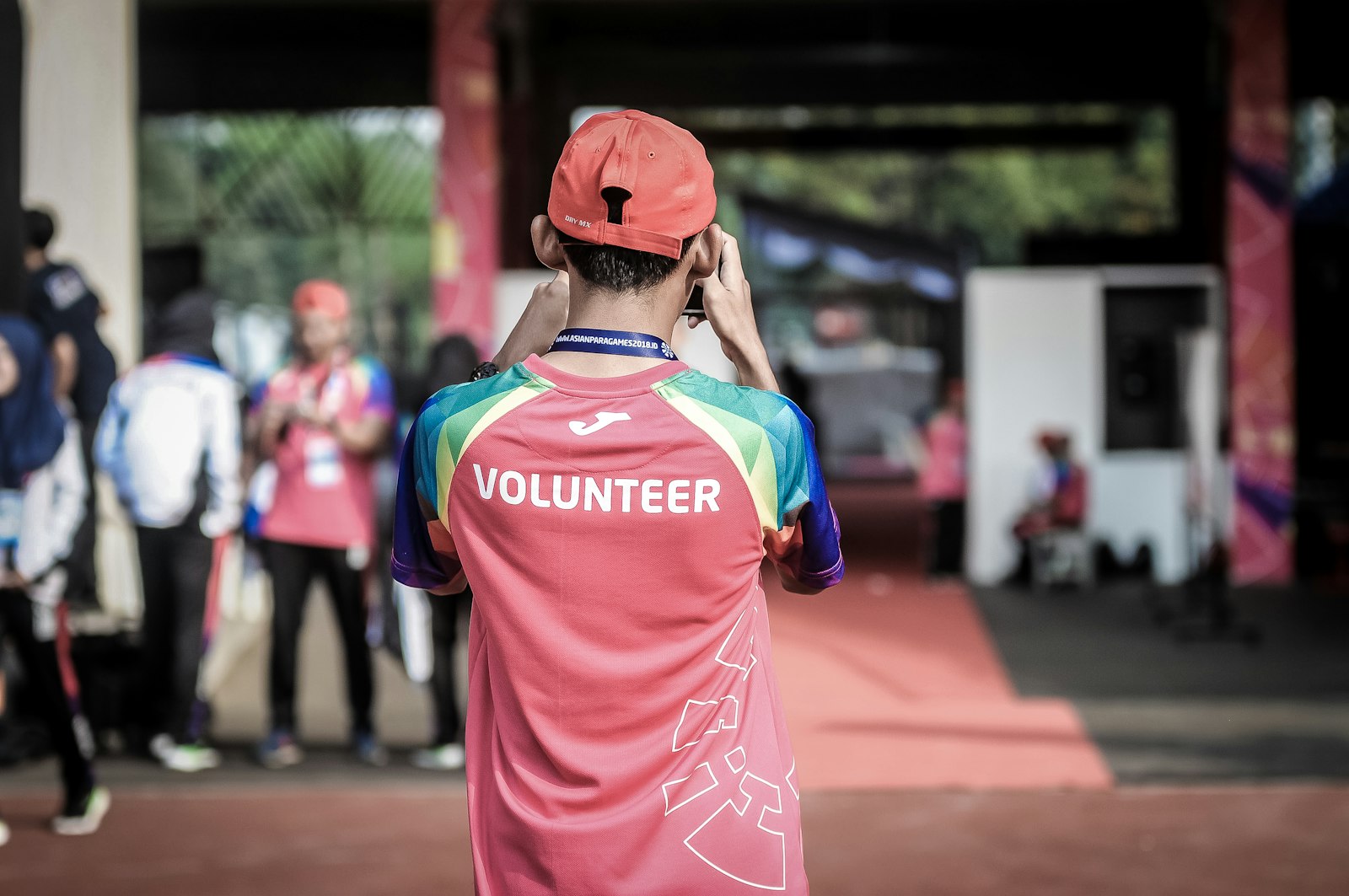 A volunteer working at a community event